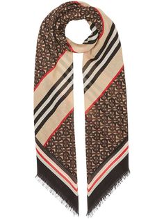 Burberry шарф с монограммой в полоску Icon Stripe