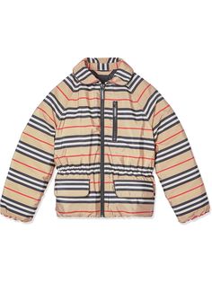 Burberry Kids пуховик в полоску Icon Stripe