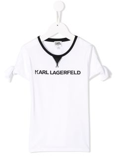 Karl Lagerfeld Kids футболка с логотипом и бантами на рукавах