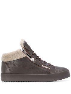 Giuseppe Zanotti кроссовки с меховой отделкой