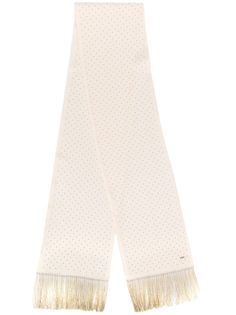 Saint Laurent шарф с бахромой и стразами