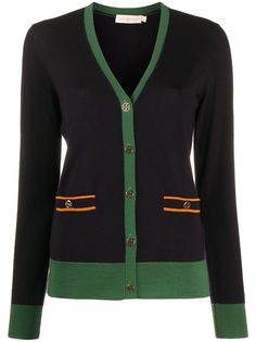 Tory Burch кардиган с контрастной вставкой