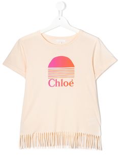 Chloé Kids футболка с бахромой