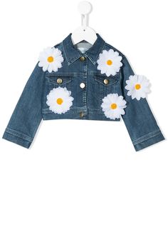 Charabia джинсовая куртка с цветочными нашивками
