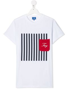 Fay Kids футболка в полоску с нагрудным карманом