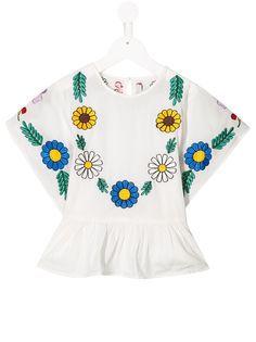 Stella McCartney Kids блузка с баской и цветочным принтом