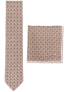 Brioni набор из платка и галстука с узором