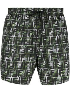 Fendi камуфляжные плавки-шорты с логотипом FF