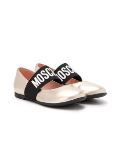 Moschino Kids балетки с круглым носком и логотипом