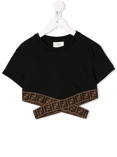 Fendi Kids укороченная футболка с логотипом