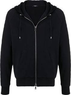 Balmain худи на молнии с фактурным логотипом