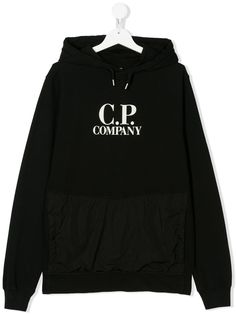 Cp Company Kids худи с контрастной вставкой и логотипом