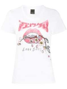 Pinko футболка с логотипом и вышивкой