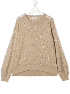 Brunello Cucinelli Kids джемпер тонкой вязки с пайетками
