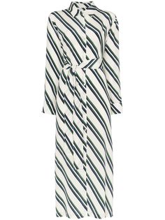 Asceno платье-рубашка с диагональными полосками