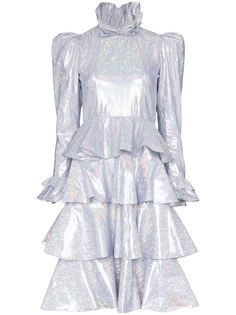 Batsheva ярусное платье Confection с эффектом металлик