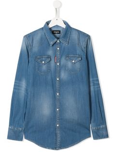 Dsquared2 Kids джинсовая рубашка с нагрудным карманом