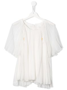 Chloé Kids плиссированная блузка с короткими рукавами