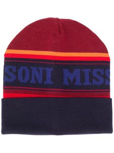 Missoni полосатая шапка бини с логотипом