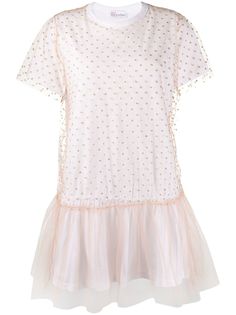 RedValentino платье-футболка со вставками из тюля