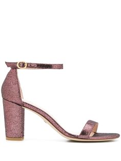 Stuart Weitzman босоножки с блестками на блочном каблуке