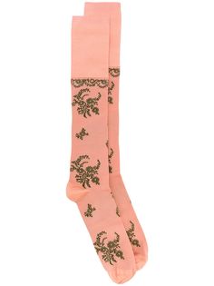 Simone Rocha длинные жаккардовые носки с цветочным узором
