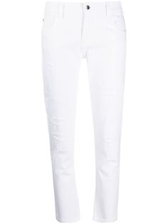 Emporio Armani укороченные джинсы кроя слим с эффектом потертости