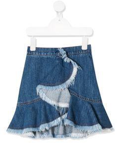 Philosophy Di Lorenzo Serafini Kids джинсовая юбка с бахромой