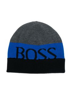 Boss Kids logo knit beanie hat