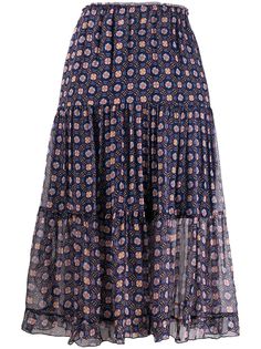 See by Chloé ярусная юбка миди с эластичным поясом