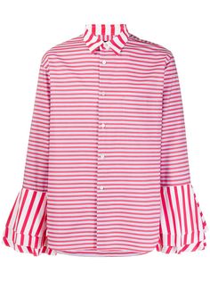 Comme Des Garçons Homme Plus полосатая рубашка с оборками на манжетах