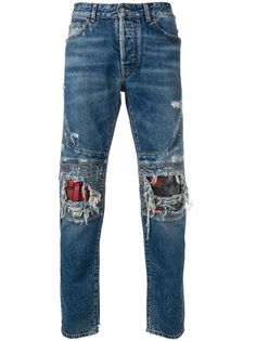 MARCELO BURLON COUNTY OF MILAN байкерские джинсы с рваными деталями