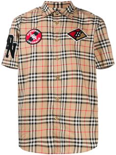 Burberry рубашка в клетку Vintage Check с нашивками