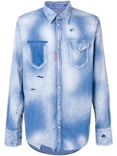 Dsquared2 состаренная джинсовая рубашка