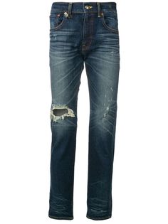 R13 джинсы с эффектом потертости