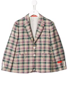 Isaia Kids блейзер узкого кроя в клетку