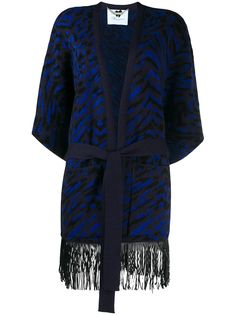 Blumarine кардиган с бахромой и поясом