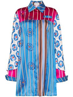 Shuting Qiu полосатая рубашка оверсайз с бусинами