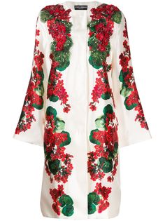 Dolce & Gabbana пальто с цветочным принтом и бисером