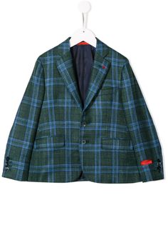 Isaia Kids блейзер узкого кроя в клетку