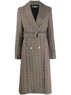 Stella McCartney длинное пальто в клетку с поясом