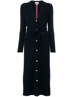 Thom Browne длинный кардиган в рубчик с полосками