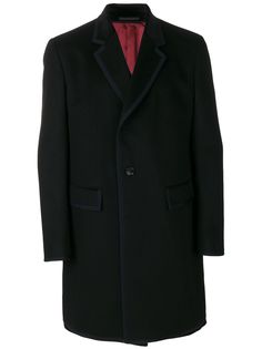 Gucci однобортное пальто с контрастной отделкой