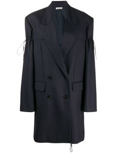 Nina Ricci пальто-блейзер в тонкую полоску с кулиской