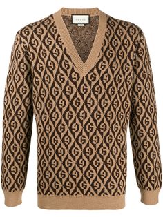 Gucci свитер с V-образным вырезом и узором
