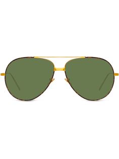 Linda Farrow солнцезащитные очки-авиаторы черепаховой расцветки