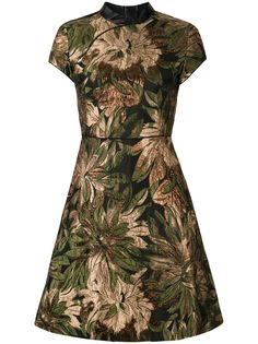 Shanghai Tang жаккардовое платье с цветочным узором и эффектом металлик
