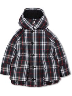 Burberry Kids пуховик в клетку Vintage Check с капюшоном