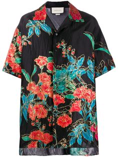 Gucci рубашка оверсайз с цветочным принтом
