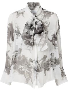 Burberry блузка с бантом и принтом